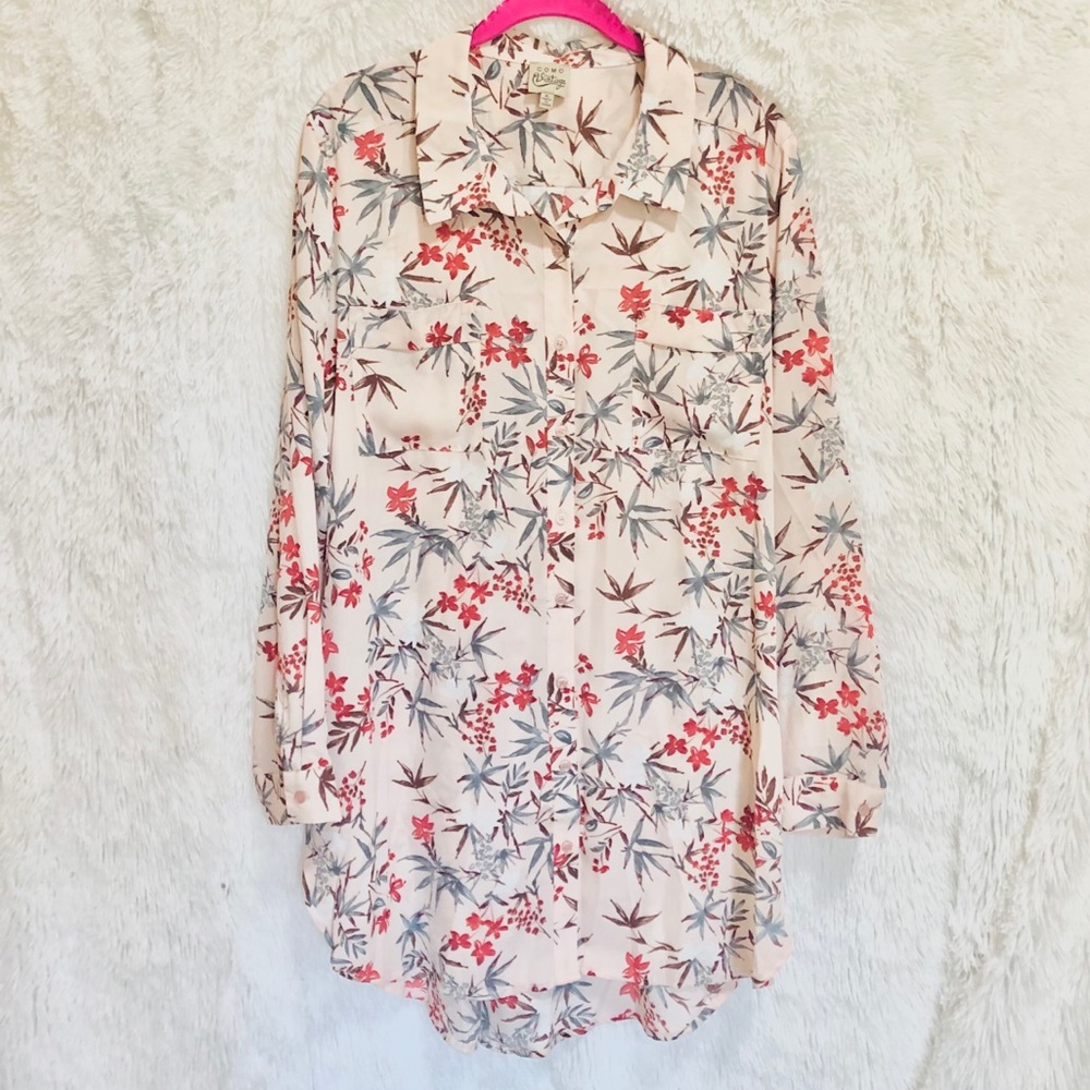 Como vintage florals long tonic dress shirt size XL